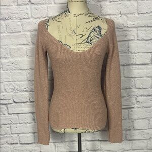 Astr Women's V-Neck Sweater - Rose Gold